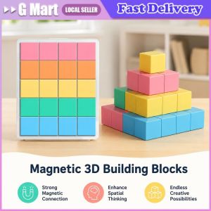 Montessori Magic Block Puzzle Toy Spatial Logical Thinking Training Game Rainbow Stacking Blocks Math Educational Toys for Child
