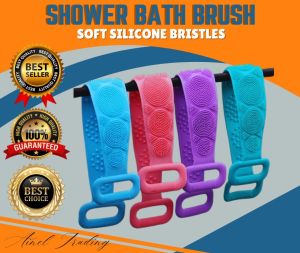 Silicone BACK SCRUBBER for Shower |Scrubber Strap for Shower |Exfoliating Back Acne Belt Sponge for Men Women |Extra Long Handle Loofah Scrub for Bathing Shower |Easy to Clean |Non-Slip |Double Handle |Hygienic |Dead Skin Removal |Environmentally Friendly