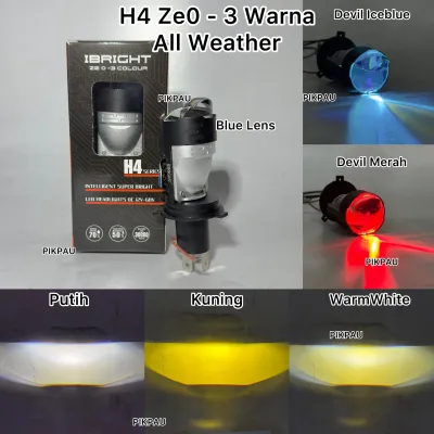 IBRIGHT Lampu Utama H4 ZE0 Projector Dengan Kipas Pendingin Plus Devil Eye Blue Lens