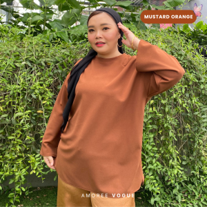 Plus Size (2XL-5XL) Elegant Round Neck Baggy T Shirt Baju Muslimah (4966)