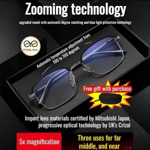 Automatic Zoom Reading Glasses Automatic Adjustment Degree Presbyopia Glasses Lightweight Anti Fatigue Hyperopia Glasses Anti-Blue Eye Protection Glasses Far Sighted Glasses
