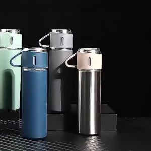 Custom  Corporate Business Thermos Mug Set Drinkware Set Thermos Vacuum Flask Stainless Steel Water Bottle with 2 Cup