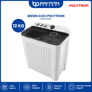 Mesin Cuci 2 Tabung POLYTRON PWM-1203X Primadona Giant Kapasitas 12 Kg Hijab Mode | Washing Machine Twin Tube PWM 1203X (12Kg) Low Watt GARANSI RESMI