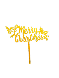 Topper Cake Kue hiasan bolu tart Natal merry christmas satuan Gold