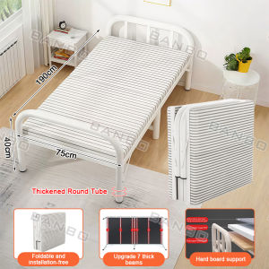 Folding Bed Portable Bed Single Bed Frame Foldable Bed Sturdy Bed Heavy Duty Metal Bed for 1-2 People Office Nap Simple Bed for Dormitory Rooms Space Saver Lunch Break Sleeping