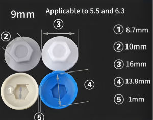 900pcs Hexagon Screw Cap Drill Tail Screw Resin Tile Waterproof Cap Dovetail Cap Plastic Cap Screw Protective Cap