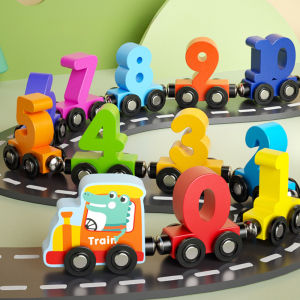 Kid’s Montessori Magnetic Wooden Digital Train Toys Children Educational Train Magnetic Building Blocks Toys