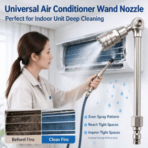 Universal Aircon Cleaning Spray Nozzle 360 Degree Rotating Aircon Cleaning Wand Adjustable Water Sprayer Air Conditioner Coil Cleaner Tool