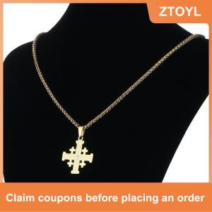【ZTOYL】 Kitô giáo Jerusalem Chéo Mặt Dây chuyền vòng cổ cho nam giới thép không gỉ Kinh Thánh câu của Chúa cầu nguyện chuỗi tôn giáo đồ trang sức cổ áo