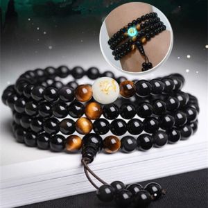 Multi-circle Obsidian Fluorescence Bracelet Zodiac Dragon Couples Luminous Stone Beads Bracelet Multi-circle Lucky Transfer VH