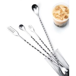 12 Inches Stainless Steel Stirring Spoon Bar Cocktail Stick 2 Head Milk Tea Stirrer Milktea Supplies