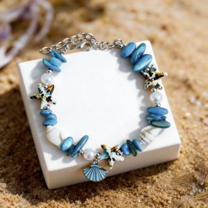 THANKSKY Ngọc trai Vòng tay sao biển Có thể điều chỉnh Loạt phim Biển Đại Dương Vòng tay mùa hè Sáng tạo Vòng đeo tay Vòng tay vỏ sò Bohemian Quà tặng cặp đôi dành cho nữ