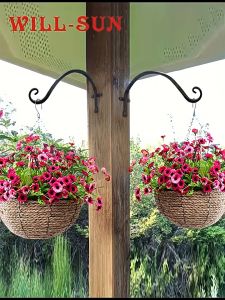Rustproof Iron Plant Hanger Wall Mount Hook Flower Basket Bracket Balcony Garden Decor