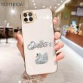 Hontinga Casing Case For OPPO Reno 5F Reno 4F Reno 4 4G Reno 4Z 5G Reno 5 5G 4G Reno 5 Pro 5G Case Swan Queen Fashion Solid Color Luxury Chrome Soft TPU Square Phone Case Full Cover Camera Protection Casing Anti Gores Rubber Case. 
