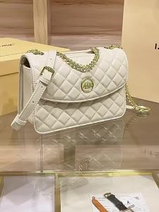 Hong Kong Brand MK Genuine Leather Womens Bag High-Grade Classic Style Rhombus Chain Bag Summer Versatile Messenger Bag 2023 New