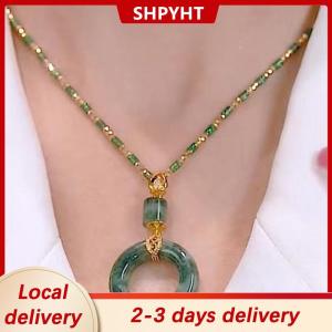 [COD] SHPYHT Local delivery Ship within 24 hours New Vintage Bamboo Necklace Light Luxury And Unique Imitation Jade Pendant Ancient Method Sun Totem Necklace Flower Collar Chain