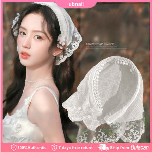White Lace Headband Turban Head Kerchief Floral Hair Bandana Triangle Headwear Hair Scarves Sweet Girls
