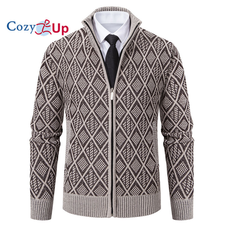 Men's Cardigan Sweaters Full Zip Up Stand Collar Slim Fit Casual