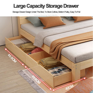 Solid Wood Bed 1.5m Pine Double Bed  Economical Modern And Simple 1.8m Rental Room Master Bedroom Simple Single Bed