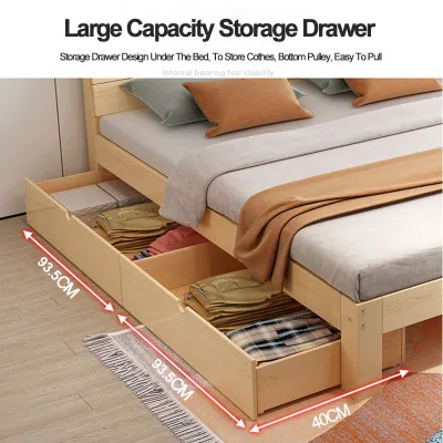 Solid Wood Bed 1.5m Pine Double Bed Economical Modern And Simple 1.8m Rental Room Master Bedroom Simple Single Bed