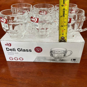 Bộ 6 ly thủy tinh uống nước có quai cầm ĐK 7.5cm- cao 8cm