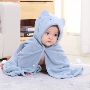 Childrens Coral Fleece Bath Towel Cape Cloak Wearable Absorbent Cartoon Hooded Bath Towel Hooded Infants Baby Babys Blanket