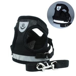 Sentexin Dog Cat Harness Pet Adjustable Reflective Vest Walking Lead Leash for Puppy Polyester Mesh Harness for Small Medium Dog
