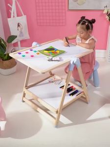 Kids Whiteboard With Stand For Kids White Board For Kids No-Installation Bracket-Type Home Student Adjustable Flip Writing Board White Board For Kids