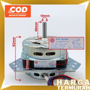 DINAMO PENGERING 2 TABUNG UNIVERSAL 70WATT | MOTOR DINAMO SPIN MESIN CUCI 2TABUNG MULTI UMUM 70WAT | SPINNER MESINCUCI 2 TABUNG AQUA / SANYO / SANKEN/ DENPOO/ AKARI / AS 10 MM 70 WATT - ASWIN