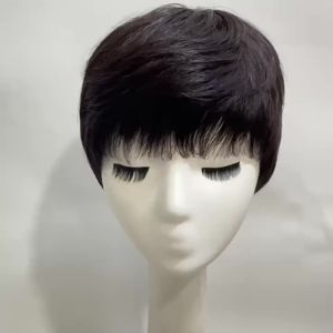 Short Straight Human Hair Wigs For Women Natural Looking Full Machine Made Wig Fashion Daily Use Gift For Mother