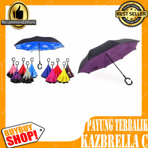 Payung Terbalik Kazbrella / Reverse Umbrella dengan gagang berbentuk huruf C