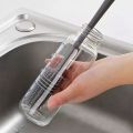 《 𝟯𝟲𝟬° 𝗖𝗟𝗘𝗔𝗡𝗦𝗜𝗡𝗚 》Long Handle Silicone Bristle Cleaning Brush Glass Milk Bottle Cleaner Kitchen Tool Pembersih Botol 奶瓶刷. 