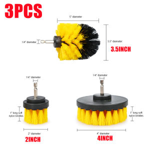 3/5/12 PCS DRILL SCRUBBER BRUSH HEAVY DUTY STIFF BRISTLE CLEANING TOOL SET ATTACHMENT