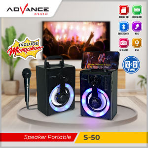 Advance S-50 Speaker Bluetooth 4 Inch Speaker Portable RGB Light Dengan Mic Kabel