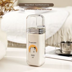 Recess hồng Nhật Bản phong cách bàn chải đánh răng du lịch Bộ tách 3-in-1 xách tay Kệ để bàn chải cho gia đình thiết kế thanh lịch cho du lịch và sử dụng thường nhật