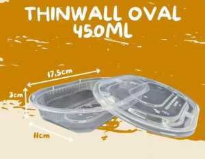 Thinwall Klir Oval/ uk 450 ml dan 700 ml/ Kotak Makanan Lonjong Panjang/ISI 25 PCS