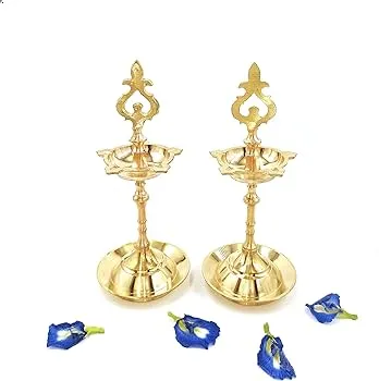 Elegant Brass Baby Vel Kuthuvilakku Oil Lamp Set ( Size 7 - 8 Inch =/- ) Traditional