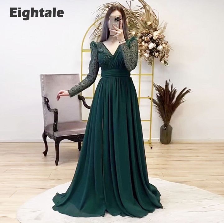 Split Party Prom Gown Green Lace Chiffon Evening Dress Ld152926 - China Evening  Dress and Prom Dresses price | Made-in-China.com