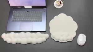Ergonomic Cloud Gaming Mouse Pad with Wrist Rest Memory Foam Waterproof Comfort Anti-slip Keyboard Pad for Home Office