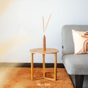 Wooden Projects Meja Sudut Ruang Tamu Aesthetic Minimalis Serbaguna - MJL6