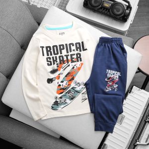 Bộ bé trai dài tay size đại  VNXK bé 20-48kg thun cotton Jennie kids J340