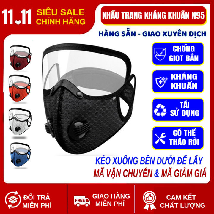 KHẨU TRANG VẢI KHÁNG KHUẨN N95 CÓ VAN THỞ KÈM KÍNH BẢO HỘ CHUYÊN DỤNG ...