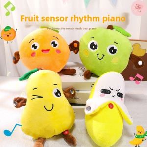 LUQIU Interactive Musical Toy Sensing Beat Plush Toys Fruit Musical Dooll Plush Toy Ragdoll Musical Doll Pear Fruit Sensing Beat Piano