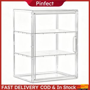 Clear Acrylic Bread Box with Adjustable Shelves Pastry Display Case for Countertop Organization Food Storage Solution Durable Kitchen Display Case with See Through Design