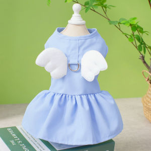DY Loving Pet Summer Dress Simple Dog Shihtzu Korean Cardigan with Pull Tab 3D Angel Wing