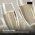 CRYSALIS Premium 7oz Flute Champagne Wine Glass Lead-Free Crystal Stemware Set of 2. 