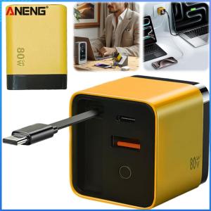 【ANENG】High-Speed 80W GaN Charger 3 in 1 Universal Fast Charger for Smartphones Tablets and Laptops with Compact Design