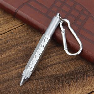 FDGFGG Stationery Gift Accessory 6 In 1 Mini Pen Keyring Metal Keychain Pens Ballpoint Pen Stylus Pen Multifunction Tool Pen