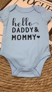 Newborn Baby Romper  cotton Clothing  Bodysuit jumpsuit Short Sleeve Romper Hello Daddy Mommy letter printing