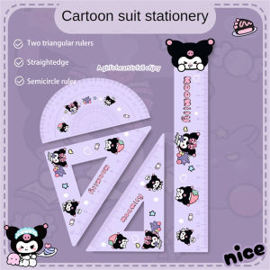 Colnes 4Pcs/Set Sanrio Cartoon Acrylic Ruler Geometry Set Maths Drawing Stationery Rulers School Supplies Student Kid Gift